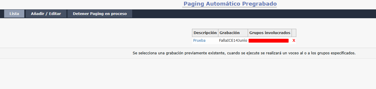 Paging Automatico Pregrabado